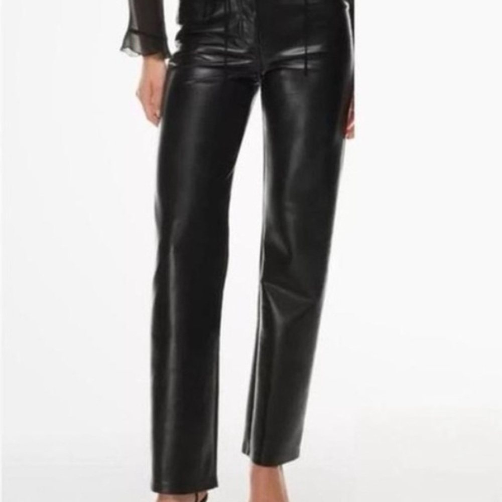 Wilfred Aritzia The Melina Pant Size 0 High Rise Vegan Leather Black Sexy Party